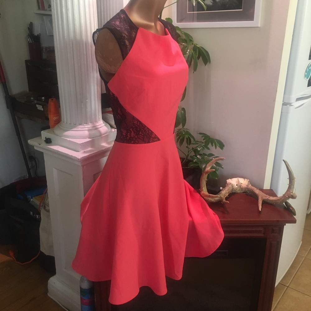 SOLD! NWT Betsey Johnson Coral Lace Fit & Flare Dress